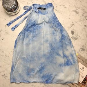 Sugar + Lips Blue Tie Dye Flowy Sleeveless Tank